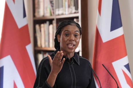 Kemi Badenoch speaking during her press conference.