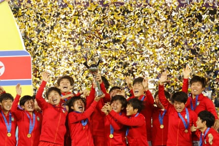 North Korea celebrate winning the 2024 Under-20 Women's World Cup final against Japan