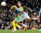 Floyd Samba’s debut double lifts Manchester City to Carabao Cup win over Norwich