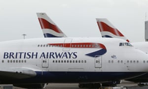 British Airways planes parked at Heathrow airport British Airways planes parked at Heathrow airport