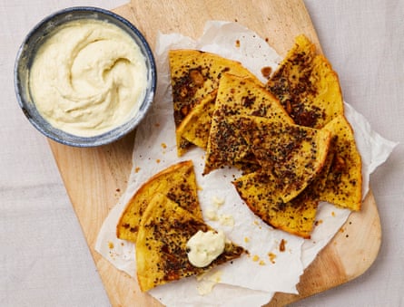 The spicy bread: Yotam Ottolenghi’s garlic farinata with whipped butterbeans and cream cheese.