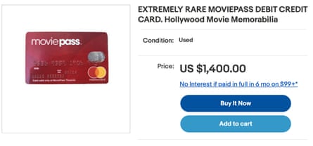 A MoviePass debit/credit card.