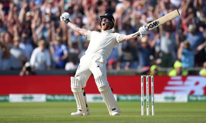 Stokes celebrates hitting the winning runs to win the 3rd Test match.