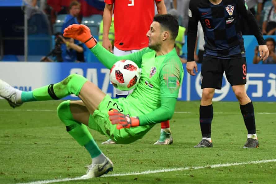 Croatia’s goalkeeper Danijel Subasic saves a shot.