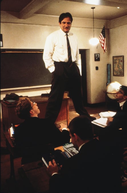 Robin Williams as the enigmatic and unconventional teacher John Keating in Dead Poets Society