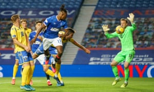 Joe Aribo scores the third goal for Rangers in the 3-0 win over St Johnstone at Ibrox.