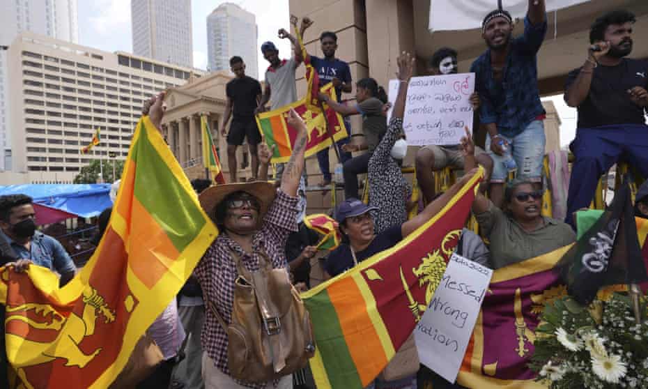 Protesters outside the president’s office in Colombo, Sri Lanka, on Thursday.