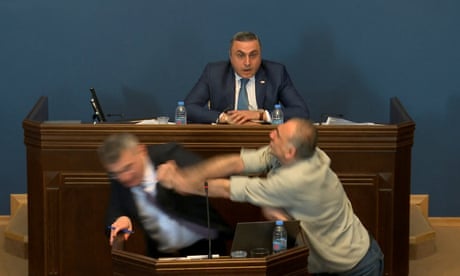 Georgian MP punches opponent in face in brawl over ‘foreign agents’ bill