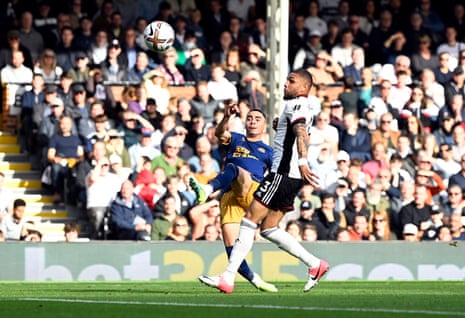 Miguel Almiron scores the second goal for Newcastle.