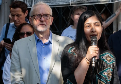 Zarah Sultana with Jeremy Corbyn in May. He said earlier he wants to offer an alternative to Labour.