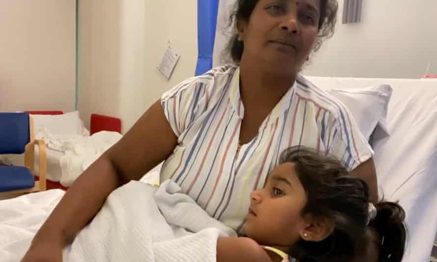 Priya Nadesalingam in Perth Children’s hospital with her four-year-old daughter Tharnicaa, who is receiving medical treatment. The home affairs minister has suggested that Tharnicaa is not as sick as has been reported, but would not say what was incorrect.