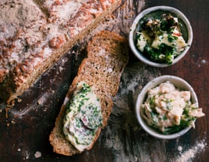 Great catch: soda bread with brown shrimp and dill butter.