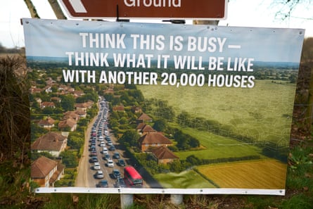 A protest sign in Adlington against the building of a new town