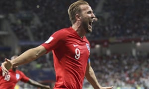 Harry Kane, Chingford’s latest soccer star, celebrates the first of his three goals against Panama.