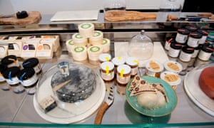 A vegan cheese display.