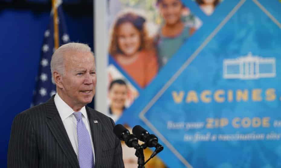 Joe Biden talks about Covid vaccines at the White House in Washington DC in November.