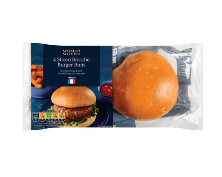 Aldi Specially Selected four sliced brioche burger buns
