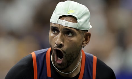 Nick Kyrgios of Australia celebrates a point during his fourth-round US Open match against Daniil Medvedev.