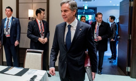 Antony Blinken arriving for a G7 foreign ministers’ meeting at a hotel in Karuizawa, Japan.