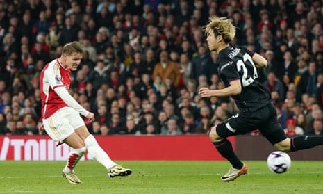 Martin Ødegaard drills Arsenal into the lead against Luton in the first half