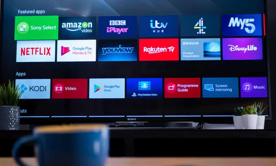 Smart TV showing featured streaming and catchup apps