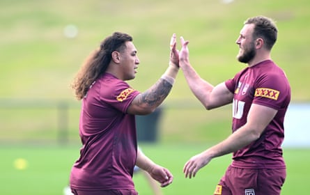 Josh Papalii and Kurt Capewell high five