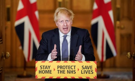 Boris Johnson at the lectern at 10 Downing Street