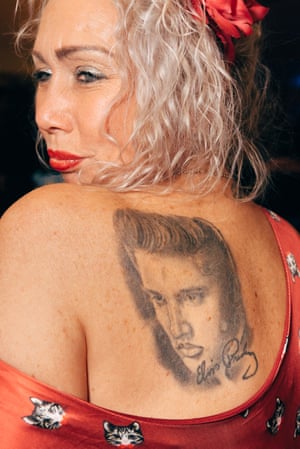 An Elvis fan shows off her tattoo, Wakefield 2017