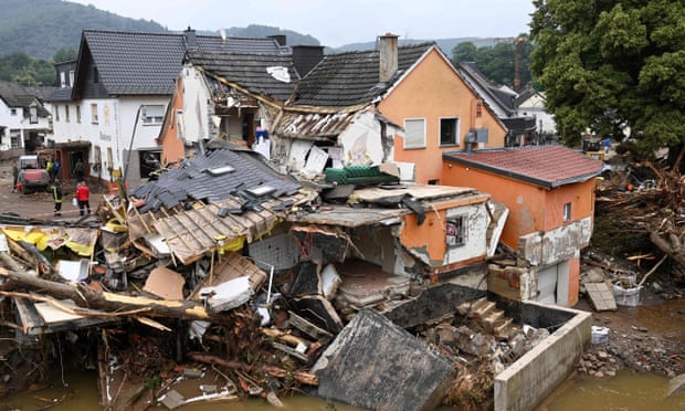 A destroyed house is pictured after floods caused major damage in Schuld near Bad Neuenahr-Ahrweiler, western Germany.