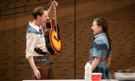 Arthur Darvill and Liza Sadovy in Oklahoma! at the Young Vic, before it transferred to Wyndham’s. Both are Olivier nominees.