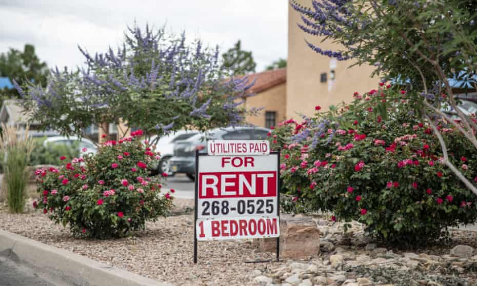An apartment is advertised for rent in Albuquerque, New Mexico, amid high demand for rental and sharp prices around town.