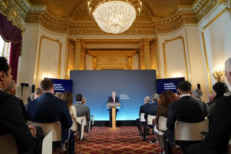 Keir Starmer speaking at the Organised Immigration Crime Summit at Lancaster House.