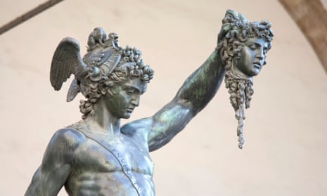 Perseus holding head of Medusa, a bronze statue created by Benvenuto Cellini in 1554 and exposed in Loggia de Lanzi, Florence.