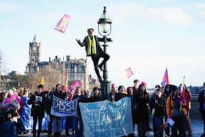 Edinburgh, Scotland. People gather at the Mound to highlight the need for a fair pay deal for Scotland’s teachers