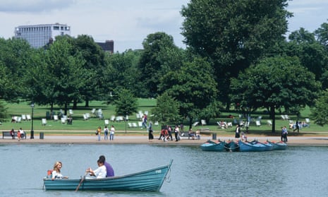 Boats on the Serpentine lake in Hyde Park