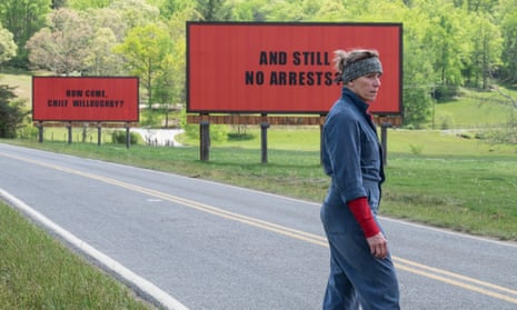‘Uproarious delight of a film’ … Frances McDormand in Three Billboards outside Ebbing, Missouri.