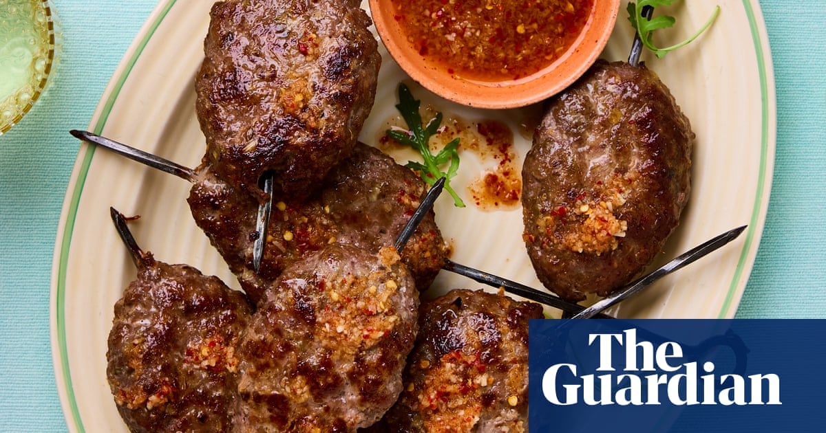 Thomasina Miers’ Thai-style recipes for grilled pork skewers with mango, cucumber and mint salad