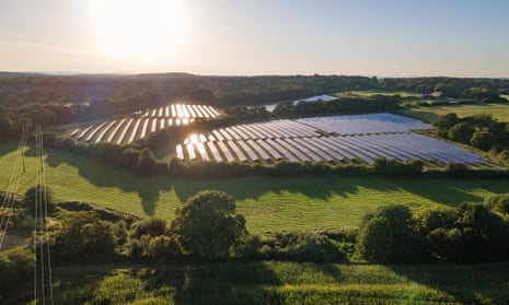 A solar power installation in fields.