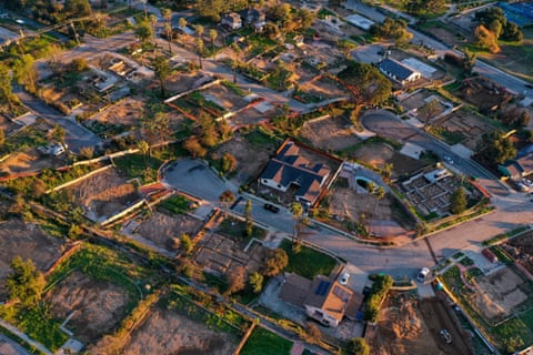 an aerial view of empty lots