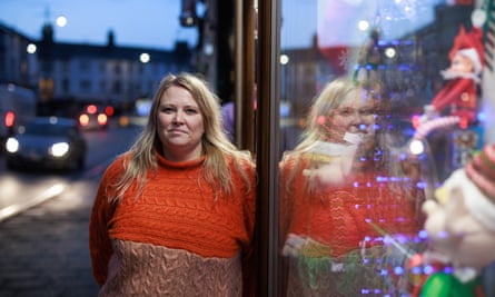 Elaine Thomas outside Porthmadog toy shop.