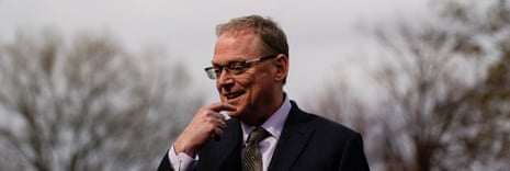Kevin Hassett speaks to members of the media at the White House.