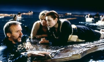 That sinking feeling … James Cameron, Leonardo DiCaprio and Kate Winslet on the set of Titanic