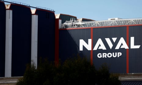The logo of Naval Group is seen at the French naval base in the shipbuilding town of Cherbourg-en-Contentin, France.