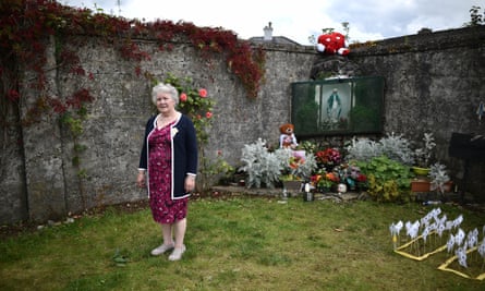 Mother and baby home survivor Carmel Larkin at the mass burial site in Tuam, Ireland, 2019