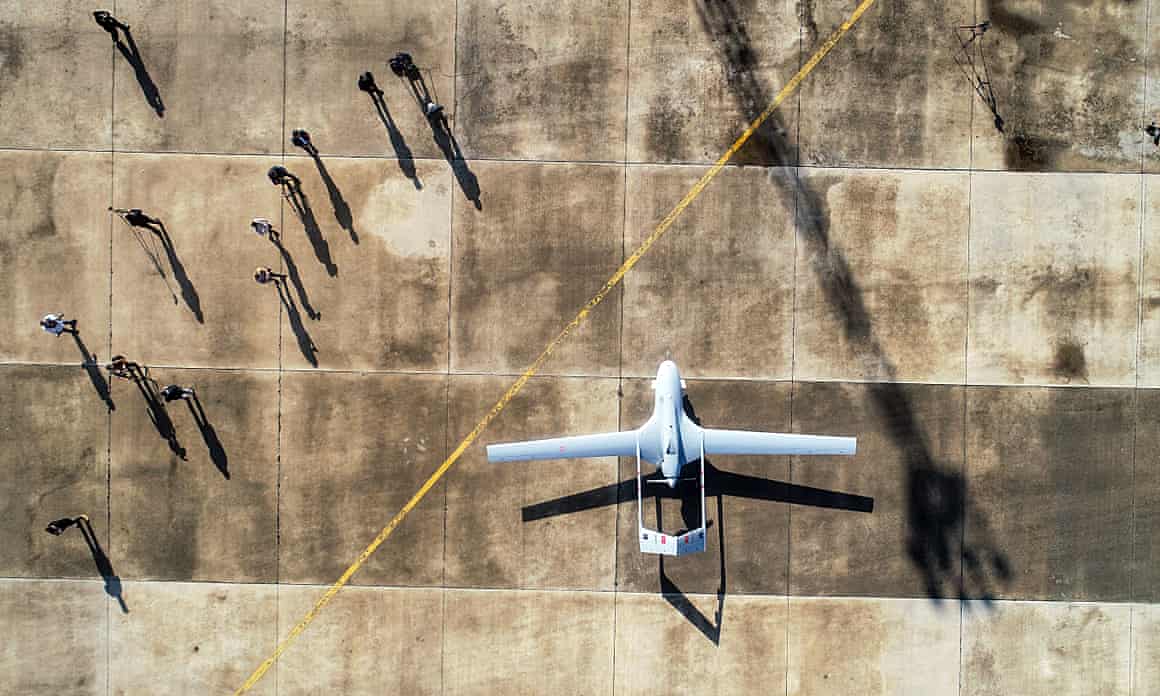 The Bayraktar TB2 on the tarmac at Gecitkale airport in northern Cyprus