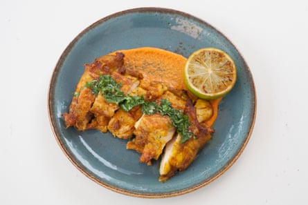 Good on flavour: boned and roasted chicken thighs come with romesco sauce.