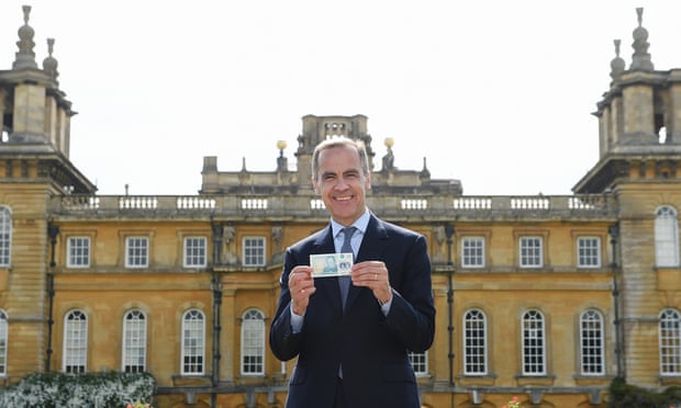 Mark Carney, governor of the Bank of England, unveiling the new banknote at Blenheim Palace in June.