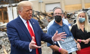 Donald Trump speaks to the press in Kenosha, Wisconsin on 1 September 2020. 