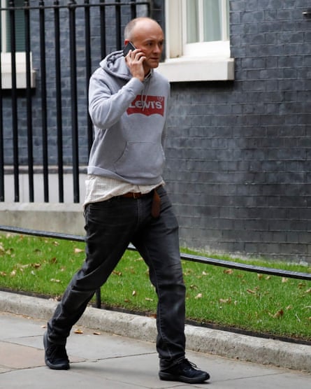 Power dressing: Dominic Cummings sports a laidback look in Downing Street.