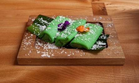 Those ‘gloriously cartoonish’ bright green pandan pancakes – Toba, London.